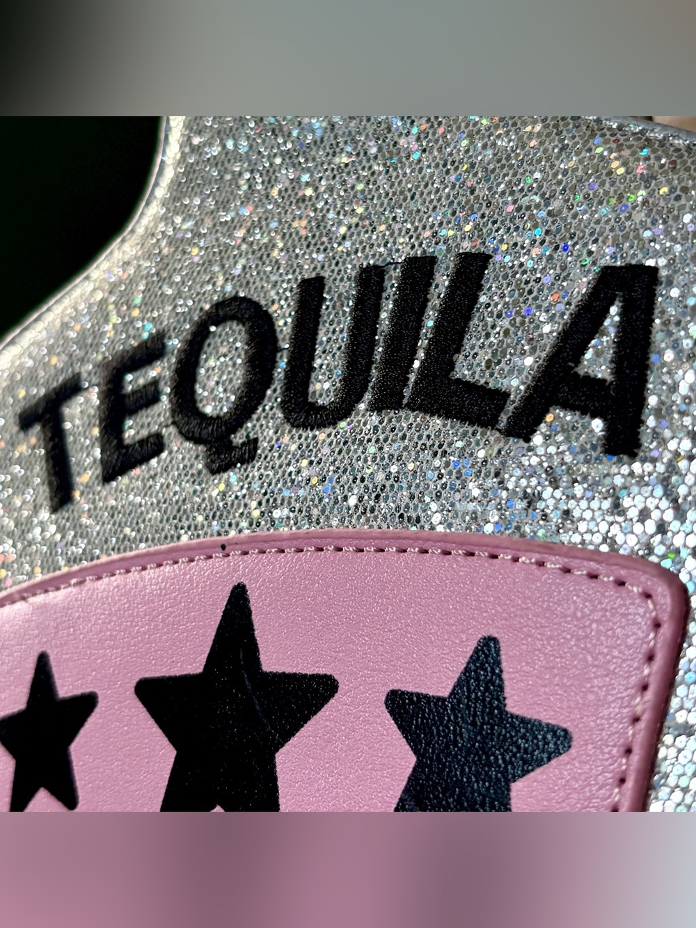 Silver Glitter Tequila Bottle Purse Bag Gold Chain Embroidered Y2K Bag Charm Fun - Picture 8 of 11